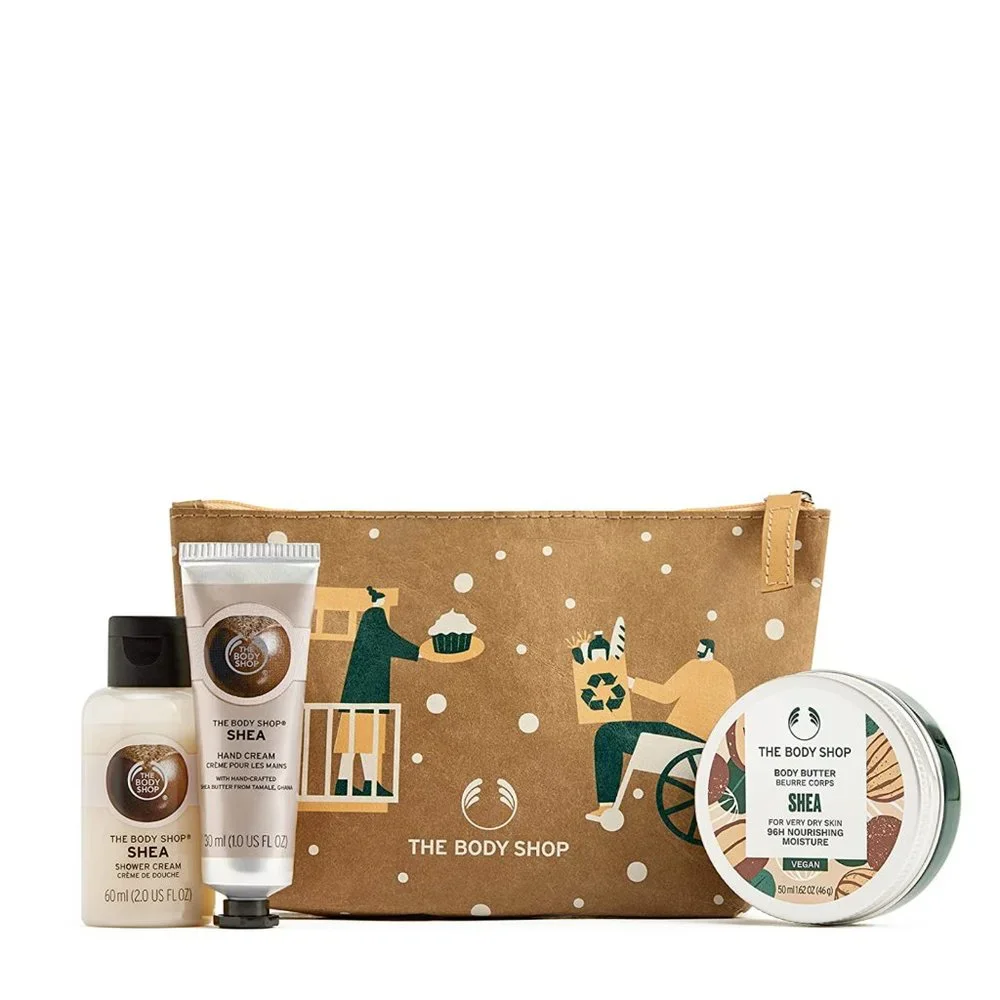 The Body Shop Shea Mini Gift Set 3pc Body Butter Hand Cream Shower Cream NEW